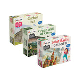World Monuments Jigsaw Puzzle Combo (Set of 3 - Saint Basil's Cathedral, Great Wall Of China, Chichen Itza) - Fun & Learning Games for kids - Mittimate